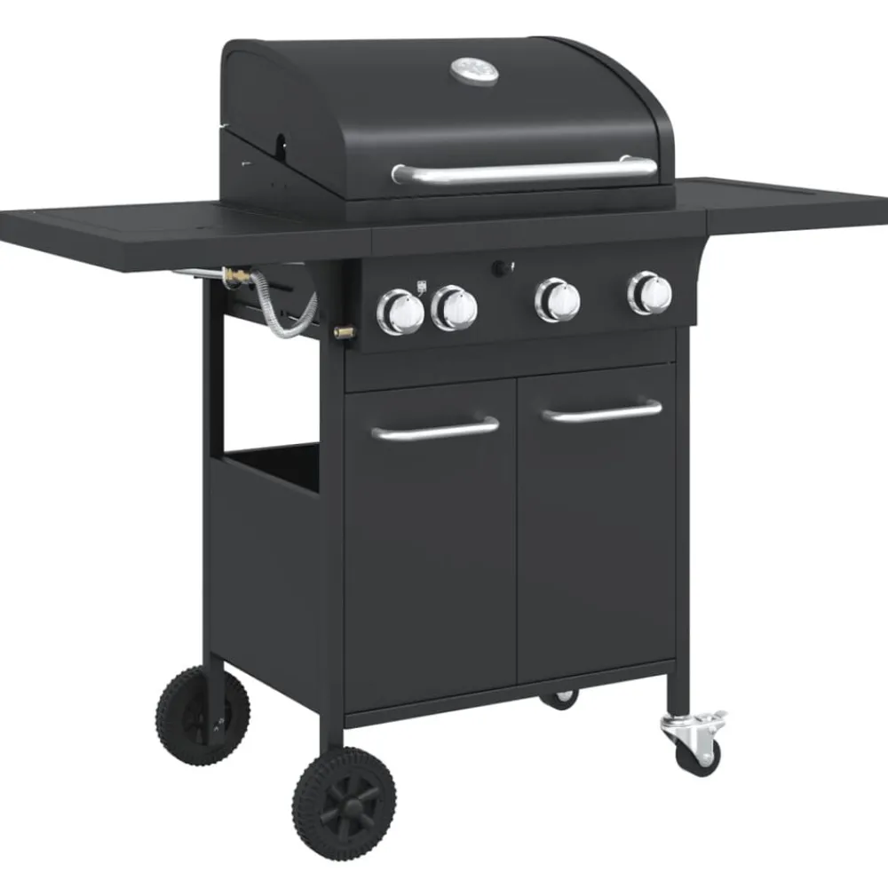 Gasbarbecue met 4 branders gepoedercoat staal zwart>vidaXL Sale