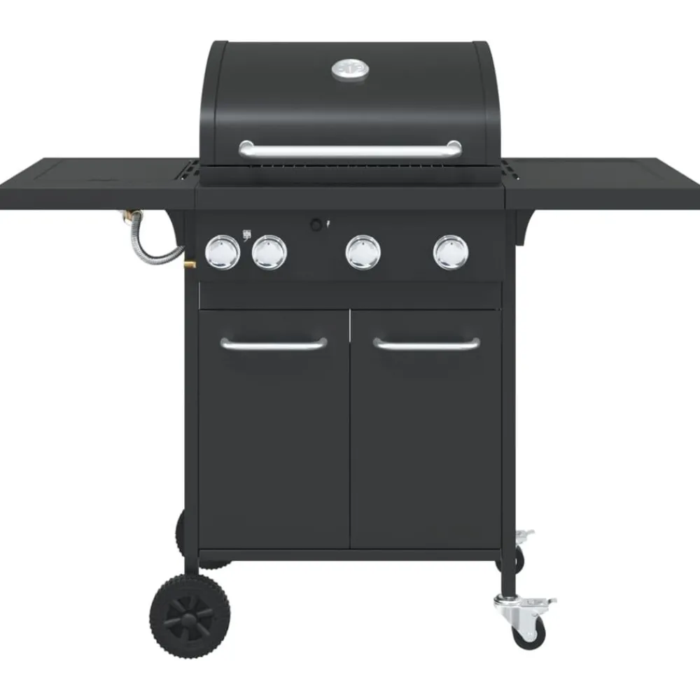Gasbarbecue met 4 branders gepoedercoat staal zwart>vidaXL Sale
