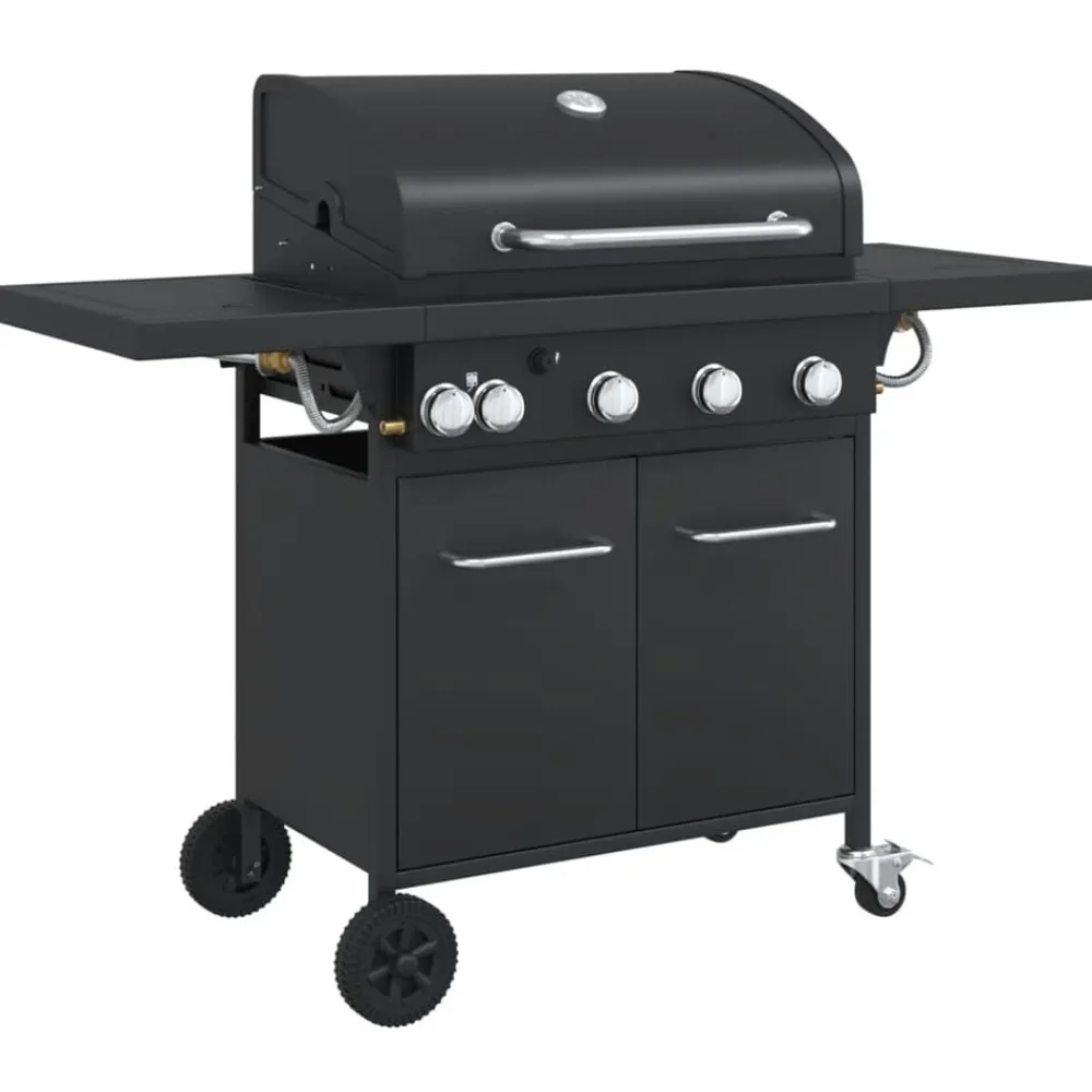 Keuken & Eetkamer*vidaXL Gasbarbecue met 5 branders gepoedercoat staal zwart
