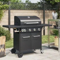 Keuken & Eetkamer*vidaXL Gasbarbecue met 5 branders gepoedercoat staal zwart
