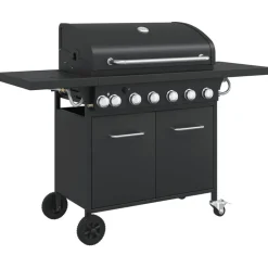 Gasbarbecue met 7 branders gepoedercoat staal zwart>vidaXL Sale