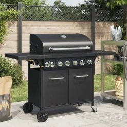 Gasbarbecue met 7 branders gepoedercoat staal zwart>vidaXL Sale