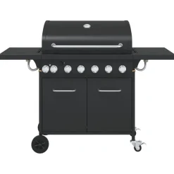 Gasbarbecue met 7 branders gepoedercoat staal zwart><noscript><img width=