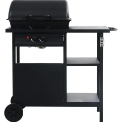 Keuken & Eetkamer*vidaXL Gasbarbecue met 3-laags zijtafel Zwart