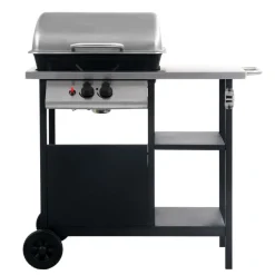 Keuken & Eetkamer*vidaXL Gasbarbecue met 3-laags zijtafel kleurig Zwart en zilver