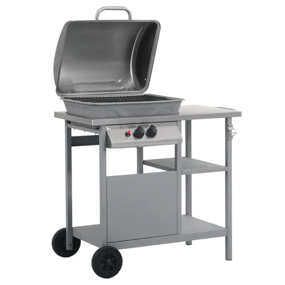 Gasbarbecue met 3-laags zijtafel zwart en kleurig>vidaXL