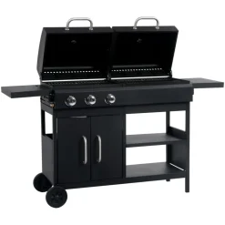 Keuken & Eetkamer*vidaXL Gas-/houtskoolbarbecue met 3 branders