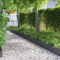 Tuinafscheidingen*vidaXL Gazonranden 10 pcs 103 x 0,05 x 22 cm Staal Antraciet