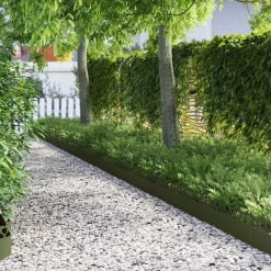 Tuinafscheidingen*vidaXL Gazonranden 10 pcs Olijf Groen 103 x 0,05 x 22 cm Staal Olijfgroen