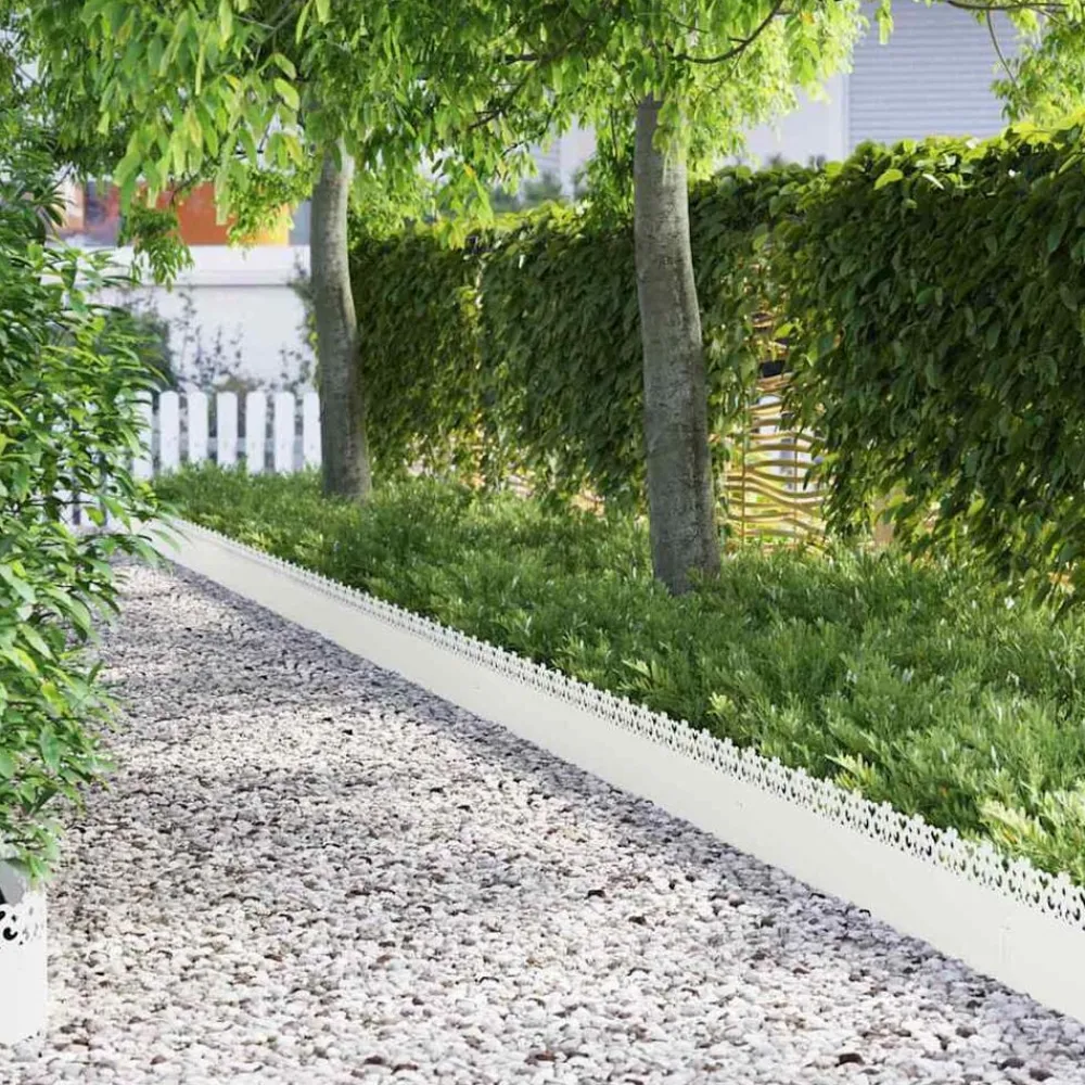 Tuinafscheidingen*vidaXL Gazonranden 10 pcs 103 x 0,05 x 22 cm Staal Wit