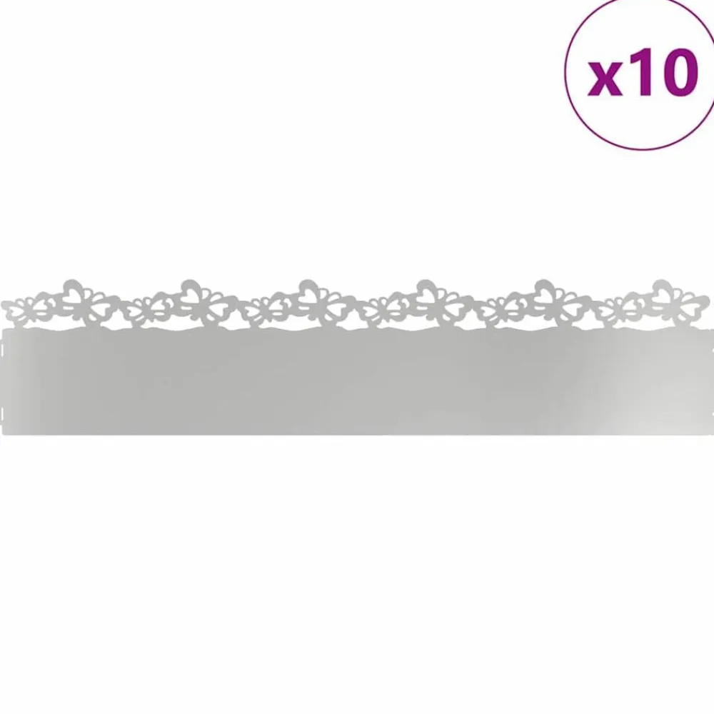 Tuinafscheidingen*vidaXL Gazonranden 10 pcs Zilver 103 x 0,05 x 22 cm Gegalvaniseerd staal