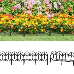 Tuinafscheidingen*vidaXL Gazonranden 17 st 10 m polypropeen Zwart