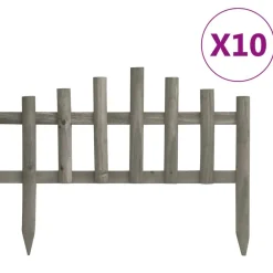 Tuinafscheidingen*vidaXL Gazonranden 10 st 4,4 m vurenhout Grijs