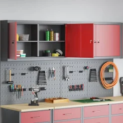 Bouwbeslag*vidaXL Gereedschapskast set met plank 6 pcs Gepoedercoat staal Rood