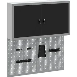 Bouwbeslag*vidaXL Gereedschapskast set met plank 3 pcs Gepoedercoat staal Zwart