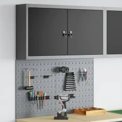 Bouwbeslag*vidaXL Gereedschapskast set met plank 3 pcs Gepoedercoat staal Zwart