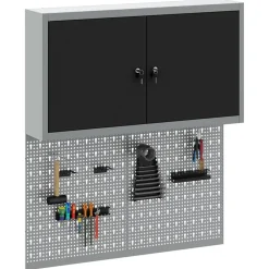 Bouwbeslag*vidaXL Gereedschapskast set met plank 3 pcs Gepoedercoat staal Zwart
