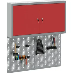 Bouwbeslag*vidaXL Gereedschapskast set met plank 3 pcs Gepoedercoat staal Rood