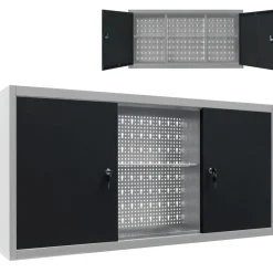 Bouwbeslag*vidaXL Gereedschapskast voor aan de wand metaal grijs en zwart