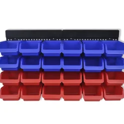 Bouwbeslag*vidaXL Gereedschapsordeners wandgemonteerd blauw en rood 2 st