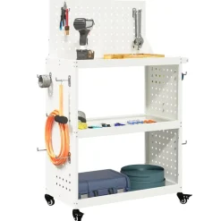 Bouwbeslag*vidaXL Gereedschapswagen 65 x 35 x 111 cm Koudgewalst staal Wit