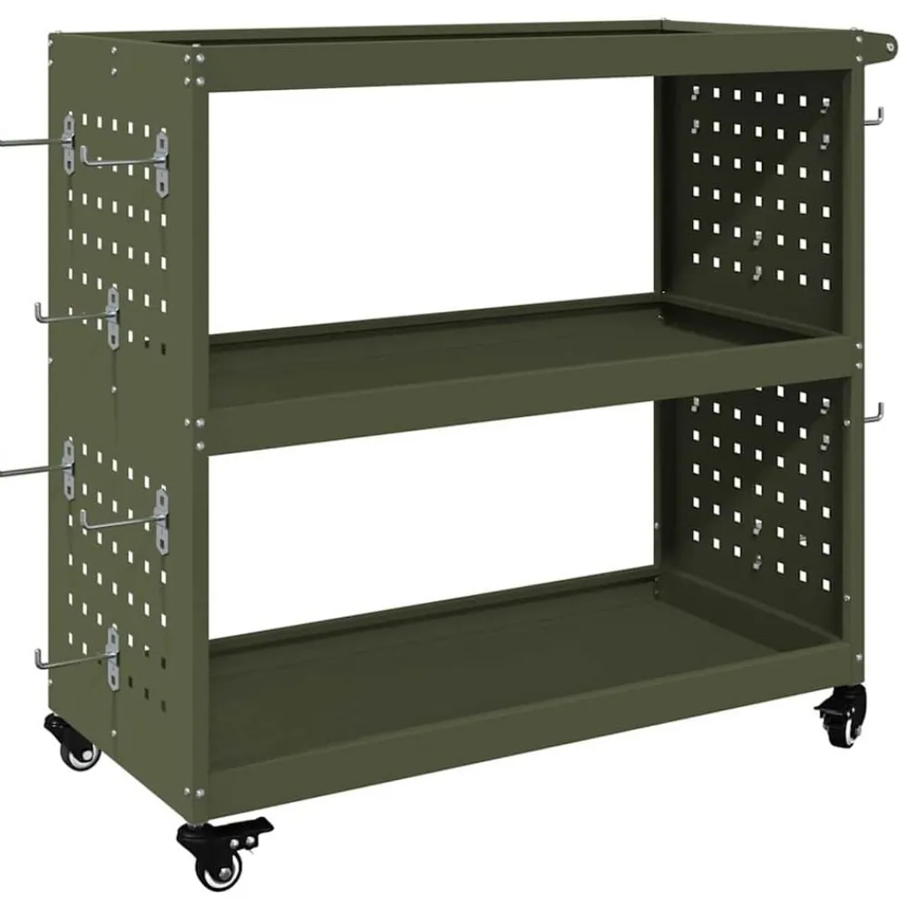 Bouwbeslag*vidaXL Gereedschapswagen Olijf Groen 75 x 35 x 73 cm Koudgewalst staal Olijfgroen