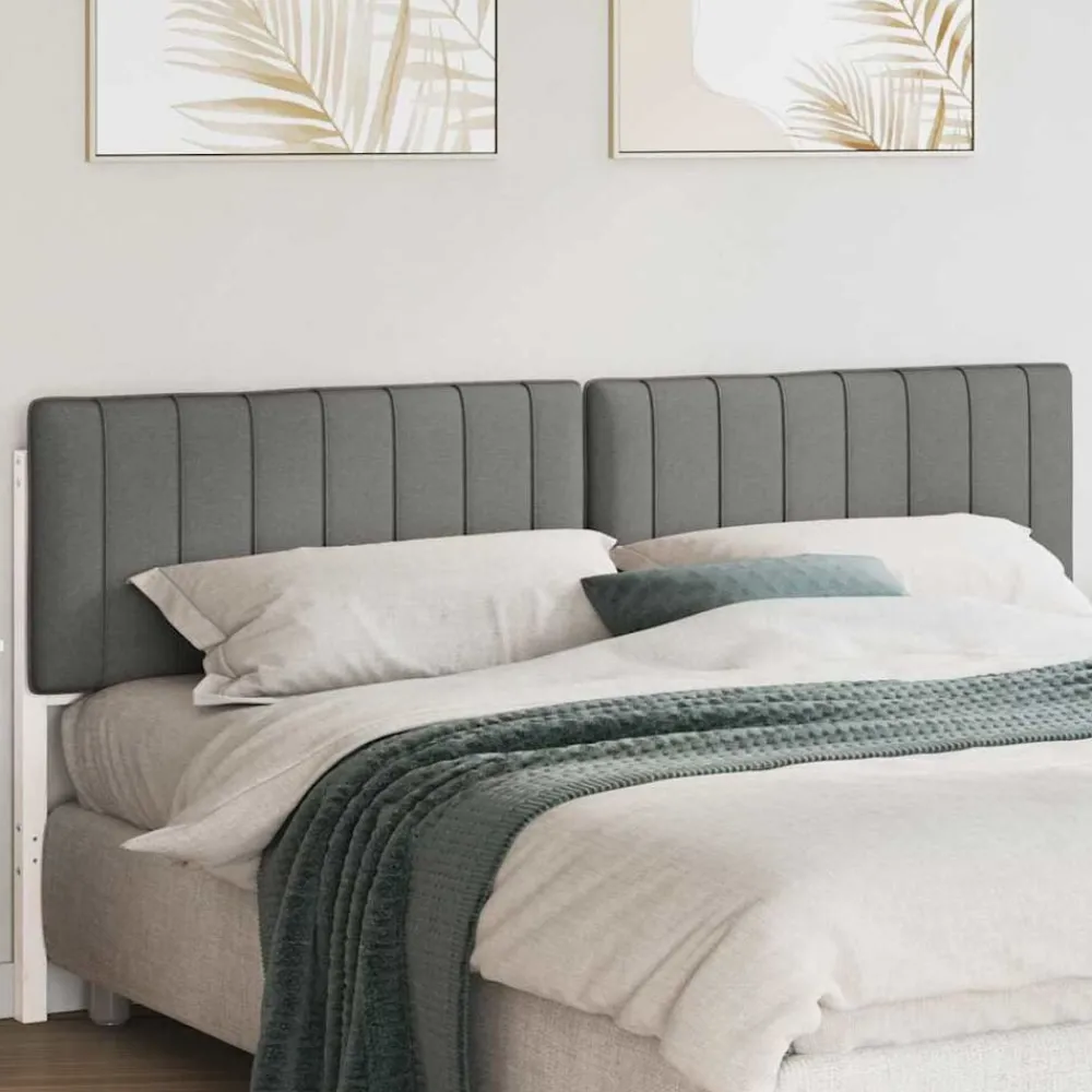Bedden & Accessoires*vidaXL Gestoffeerd hoofdbord met hoofdeinde 200 cm Wit en lichtgrijs