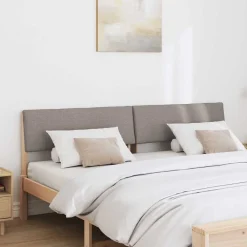 Bedden & Accessoires*vidaXL Gestoffeerd hoofdbord Taupe 200 cm Massief grenenhout Bruin en taupe