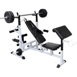 Gewichtenbank met gewichtenrek en halterset 120 kg>vidaXL Discount