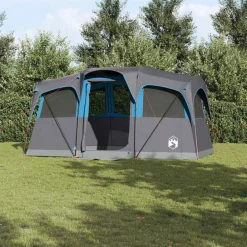Buitensport*vidaXL Gezinstent en Grijs 435 x 255 x 216 cm Polyester en staal Blauw