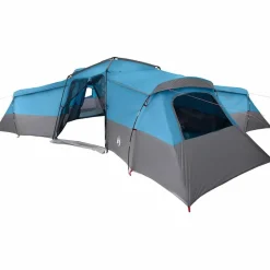 Buitensport*vidaXL Gezinstent met dak met opslag 833 x 585 x 216 cm taft Blauw