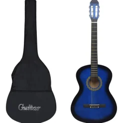 Kunst & Entertainment*vidaXL Gitaar klassiek beginner met tas 4/4 39" Blauw