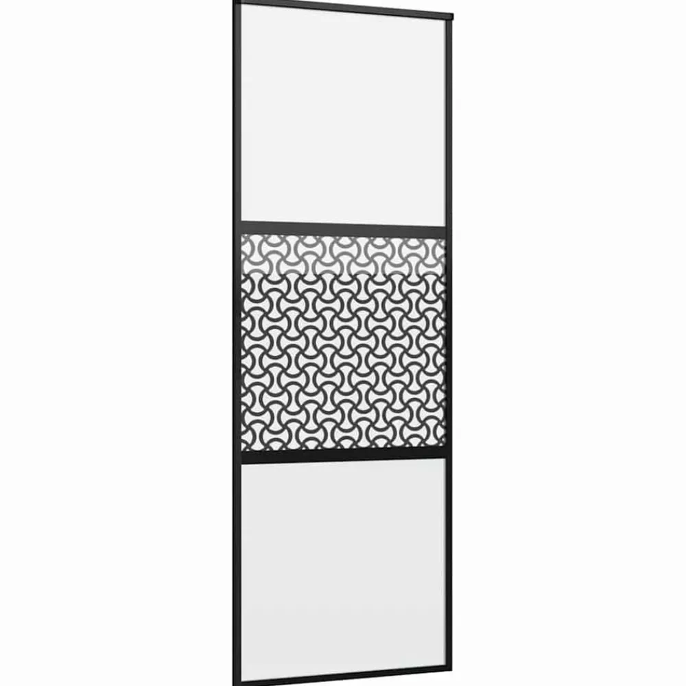 Bouwmaterialen*vidaXL Glazen deur Fretwerk Zwart 90 x 2 x 205 cm Aluminium