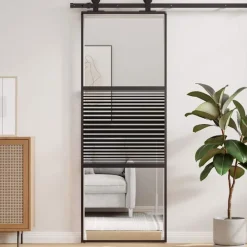 Bouwmaterialen*vidaXL Glazen deur Gestreept Zwart 90 x 2 x 205 cm Aluminium