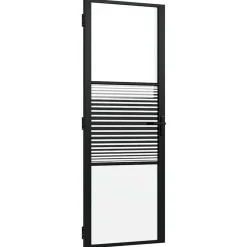 Bouwmaterialen*vidaXL Glazen deur Gestreept 76 x 3.5 x 201.5 cm Aluminium Zwart