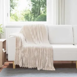 Linnengoed*vidaXL Gooi Deken 150 x 130 cm Fleece Beige