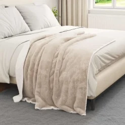 Linnengoed*vidaXL Gooi Deken 130 x 150 cm Fleece Beige