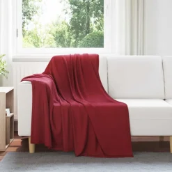 Linnengoed*vidaXL Gooi Deken Bordeaux Rood 170 x 130 cm Fleece Bordeauxrood