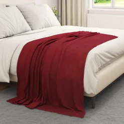 Linnengoed*vidaXL Gooi Deken Bordeaux Rood 170 x 130 cm Fleece Bordeauxrood