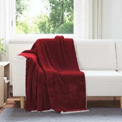 Gooi Deken Bordeaux Rood 130 x 150 cm Fleece>vidaXL Hot