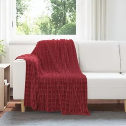 Gooi Deken Bordeaux Rood 150 x 130 cm Fleece>vidaXL Discount