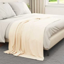 Linnengoed*vidaXL Gooi Deken Crème 170 x 130 cm Fleece Crème