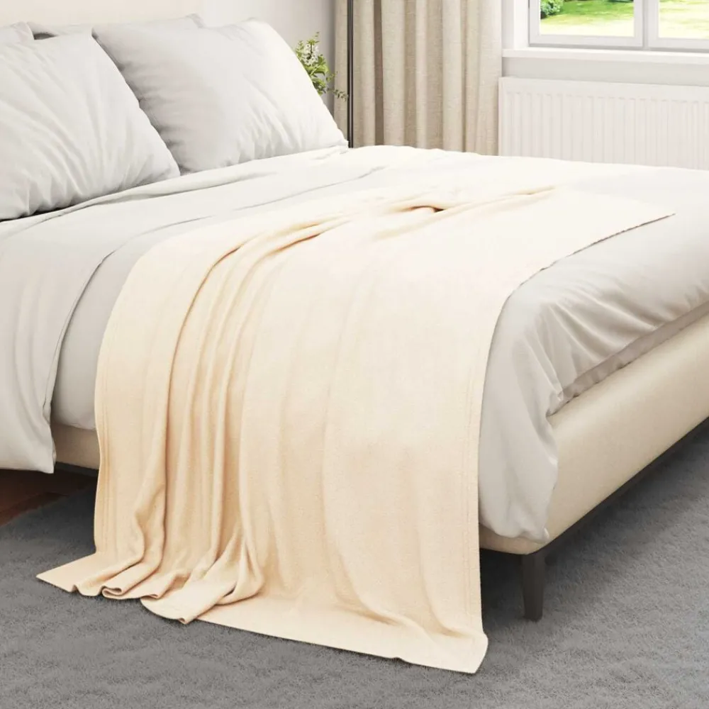 Linnengoed*vidaXL Gooi Deken Crème 170 x 130 cm Fleece Crème