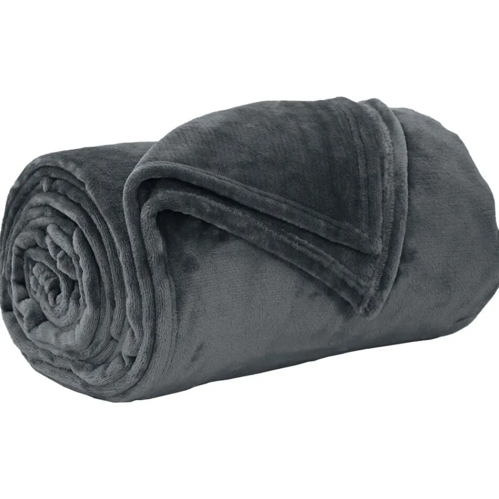 Linnengoed*vidaXL Gooi Deken 130 x 150 cm Fleece Donkergrijs