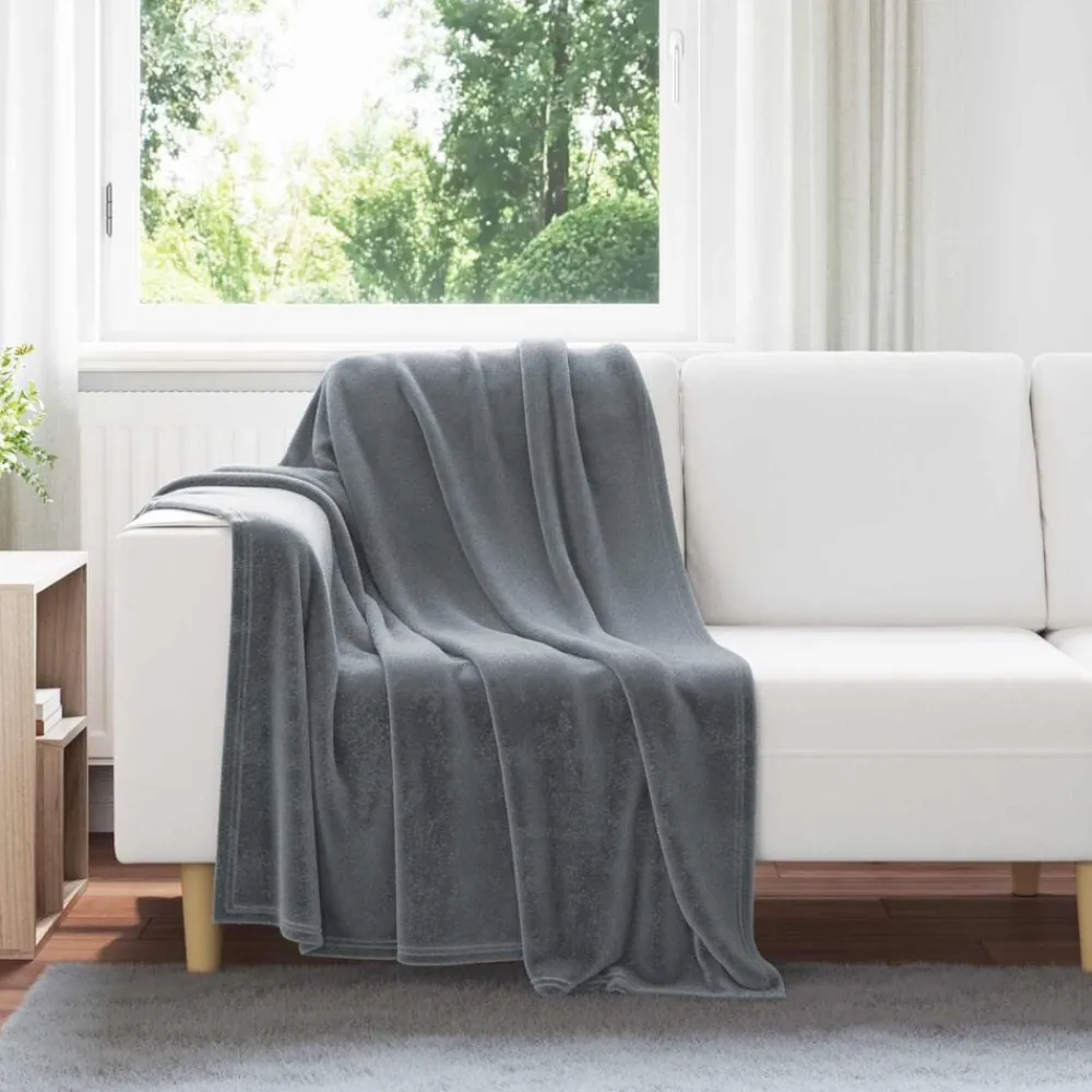 Linnengoed*vidaXL Gooi Deken 130 x 150 cm Fleece Donkergrijs