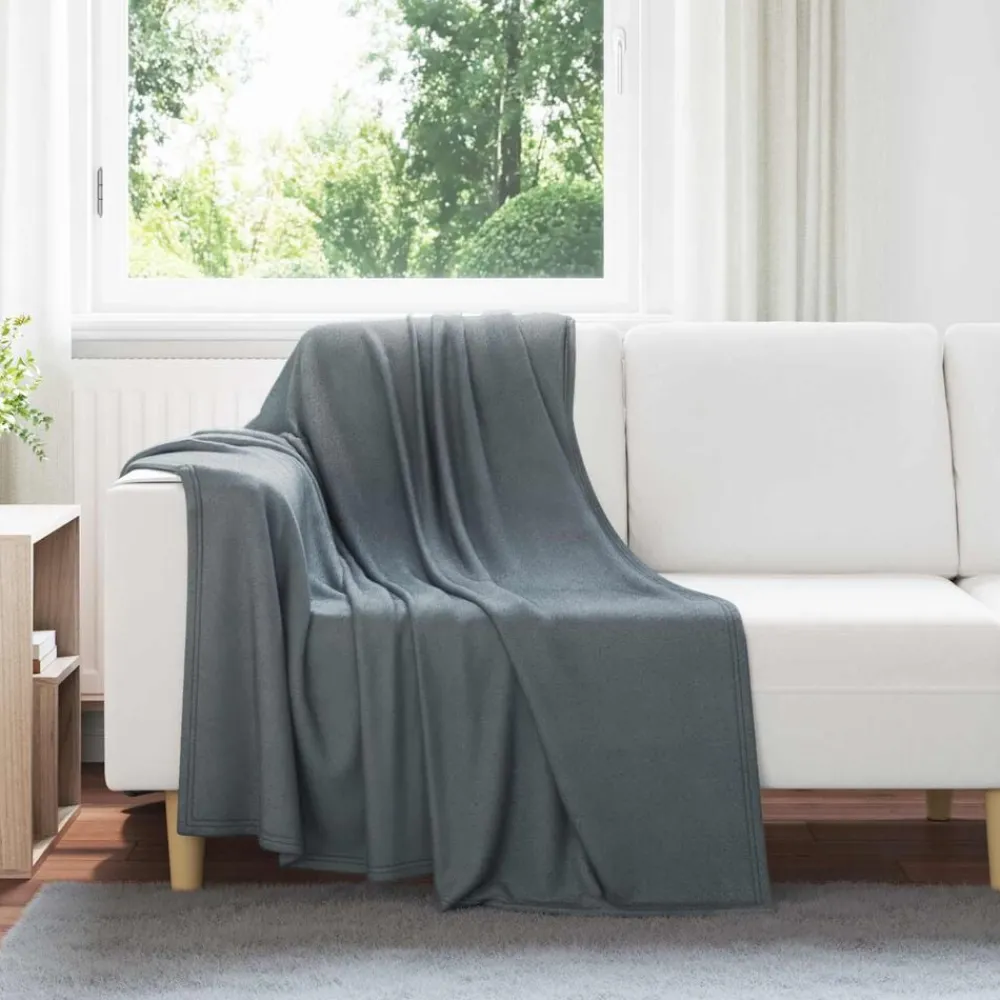 Linnengoed*vidaXL Gooi Deken 170 x 130 cm Fleece Donkergrijs