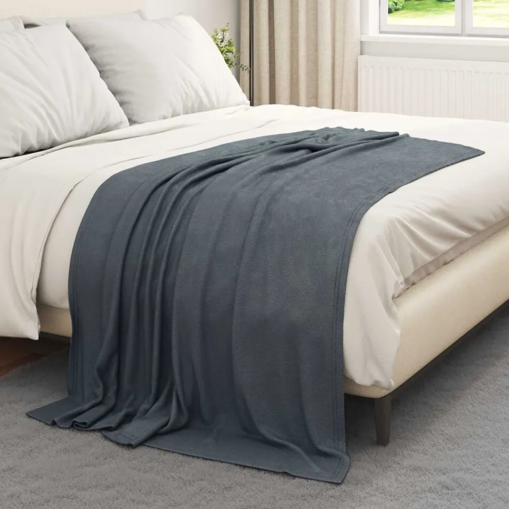 Linnengoed*vidaXL Gooi Deken 170 x 130 cm Fleece Donkergrijs