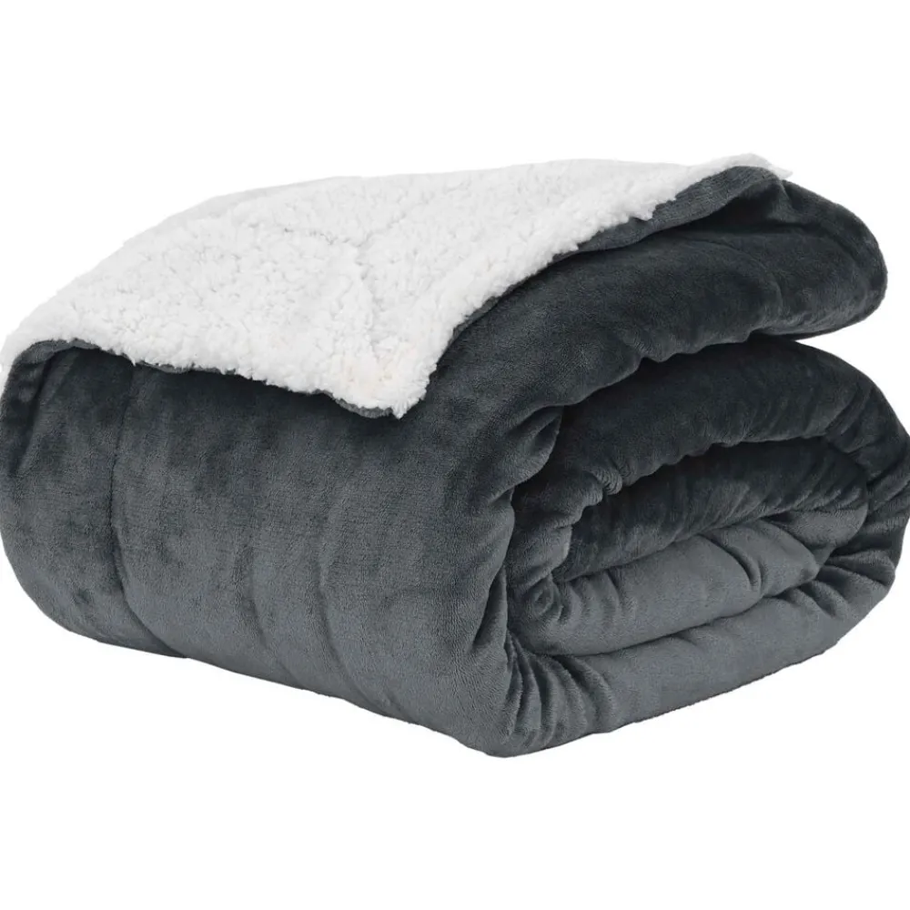 Linnengoed*vidaXL Gooi Deken 130 x 150 cm Fleece Donkergrijs