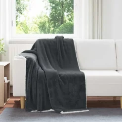 Linnengoed*vidaXL Gooi Deken 130 x 150 cm Fleece Donkergrijs