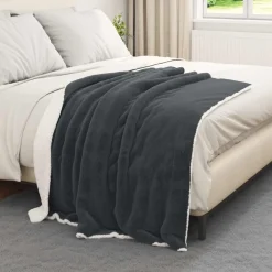 Linnengoed*vidaXL Gooi Deken 130 x 150 cm Fleece Donkergrijs